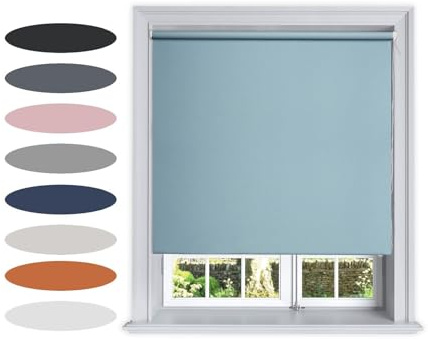 Lister Cartwright Blackout Plain Roller Blinds Windows Blind Easy Fit Child Safety Included (Blue, 200 cm Width x 160 cm Drop)