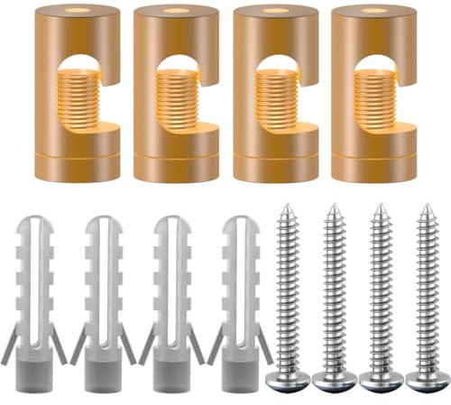 OASHISU 4 Stück Aluminiumlegierung Aufputz-Kabelhalter für Lampe Zweiteilige Wand- und Deckenpins für Textilkabel Deckenbefestigung Affenschaukel DIY mit Schrauben und Dübeln, Gold