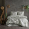 ZIRVEHOME Bettwäsche 200x220 cm 3 teilig Set Baumwolle Bettbezug Grün-Grau mit Tropischem Palmblatt und Kardenblumen-Design, Tuva