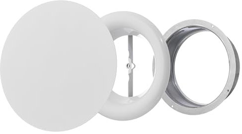 Steinberg14 Difusor de Metal Blanco - 125mm Rejilla de Ventilación Redonda - Válvula de Suministro y Extracción de Aire - Difusor Regulable para Pared o Techo