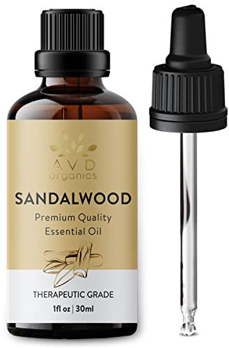 AVD ORGANICS Ätherisches Sandelholzöl 30 ml | hochwertige therapeutische Qualität für Hautpflege und Konzentration holziges und erdiges Aroma für Klarheit Diffusor|Aromatherapie | 1 fl. oz. Unze. Oz