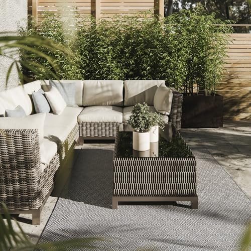 Interiyou Outdoor Teppich Wetterfest Lome - 200x300 cm Blau - Wasserfest für Balkon, Terrasse, Garten - Outdoorteppich passend auch für Wohnzimmer, Schlafzimmer und Küche - Aussenteppich