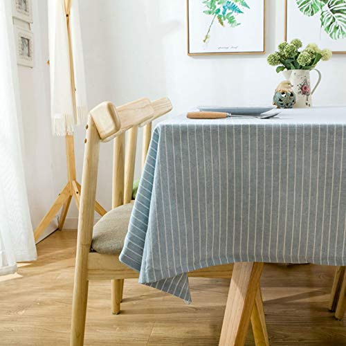 Homxi Tischdecken Rechteckig 120 W x 180 L cm,Tischdecke Esstisch Hellblau Streifen Baumwolle Tischdecke Hochzeit
