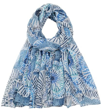 vimate blue scarf for women uk-winter printed thin neck scarfs lightweight gauze scarves headscarf beach scarf(UK-Style 31)