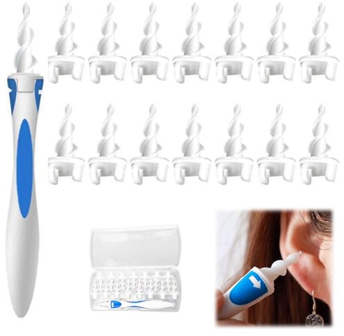 Ohrenschmalz Entferner,Ohrenreiniger,Sicheres und Weiches Ohrreiniger für Erwachsene,360 Grad Spirale Silikon Ear Cleaning mit 16 Abwaschbaren Ersatzköpfen,Ohrenreiniger Mensch,für Erwachsene,Kinder