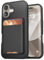 Encased SlimShield for iPhone 16 Case with Card Holder, (Compatible with MagSafe) Detachable Magnetic Wallet and Phone Cover - for Men (Black)