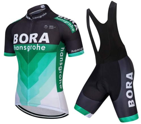 VeloZenith Herren Radtrikot Set Kurzarm mit 3D Sitzpolster für MTB Rennrad Fahrrad Jersey + Bib Shorts Radsportanzug M - 4XL (Grün, XL)