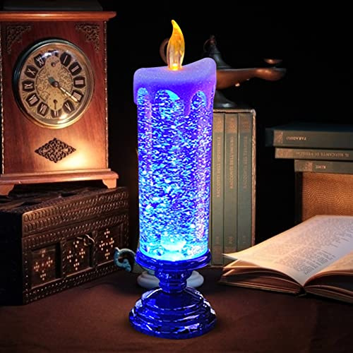 Xiaoxu LED Christmas Candles, USB Rechargeable OR Battery Crystal Candles Lights, 7-Color Gradient Fantasy Decorations Swirling Glitter Flameless Candles for Christmas Birthday Wedding