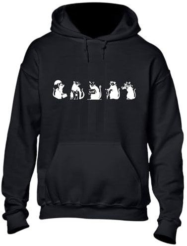 Crown Designs 5 Mice Banksy Premium Quality Unisex Hoodies for Men, Women and Teens - Black/S