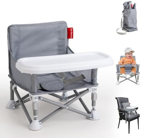 Tiny Marvels Portable 3-in-1 Baby Chair – Cozy Toddler Chair, Baby Seat with Tray, Booster Seat – Compact, Foldable, Safe with Child Safety Belt Carry Bag – Perfect for Travel & Family Time