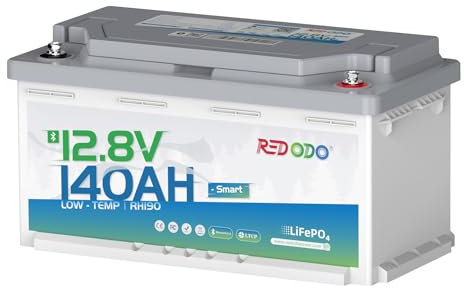 Redodo 12V 140Ah H190 Bluetooth LiFePO4 Batterie mit 189mm Höhe, 1792Wh Tiefzyklus Lithium Batterie mit 150A Smart BMS(1920W), Niedrigtemperaturschutz, Perfekte Ersatzbatterie für Wohnmobil, RV