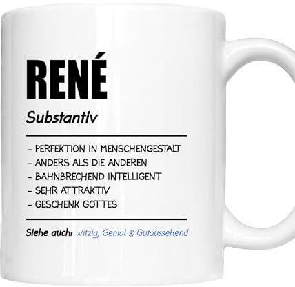 René Tasse | Mann Junge Namen Vorname Kosename Rufname Kaffeebecher | Definition René Geschenk