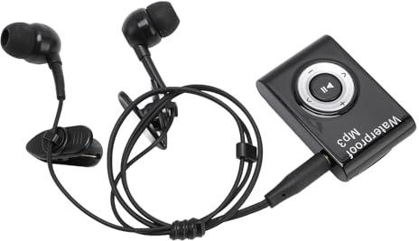 Reproductor de Mp3 a Prueba de Agua para Natación, Reproductor de Música Submarina de 10 Pies con Auriculares, Construido en Memoria de 8 GB, para Correr el Surf de Deportes de (Black)