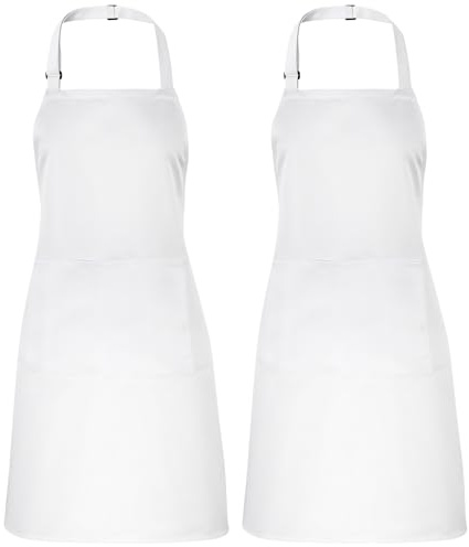 saerryor 2 Pack Kitchen BBQ Aprons with Pocket for Women Men | Adjustable Unisex Apron for Kitchen Cooking Baking Household Cleaning Gardening ,Gifts for Women Men