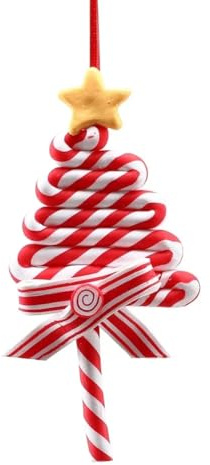 Bosiyrggrl Christmas Tree Decoration Ornament Soft Clay Lollipop Red White Candy Cane Xmas Tree Pendant Christmas New Year Gift B