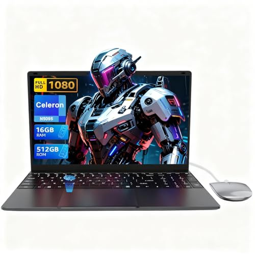 LEEDOW 15.6 FHD Laptop 16GB RAM 512GB SSD, Celeron N5095 Quad-Core Processor for Home Office and Student Use