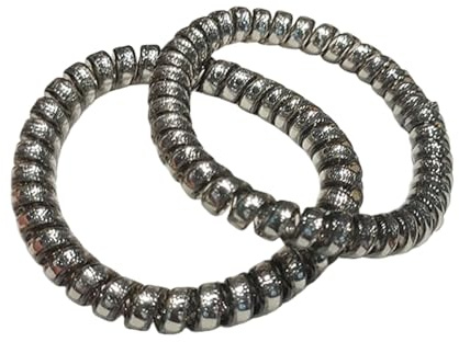 HSTWODE 2 Stück Spurlos Telefonkabel Haargummis für Pferdeschwanz Spirale Haargummis Kunststoffspulen-Haarbänder für Frauen und Mädchen mode accessoires (Schwarz)