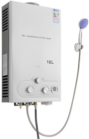 Scaldabagno a gas da 16 l, con soffione doccia da 32 KW, GPL, super bassa, 0,15 bar, pressione di avviamento, per casa, camper, cabine