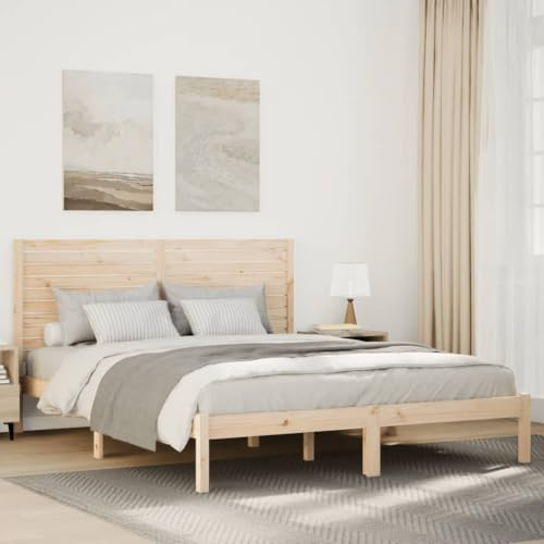 QZZCED Extra langes Bett aus Massivholz, 140 x 210 cm, ohne Matratze, stabiles Gestell mit Lattenrost und vielseitigem Kopfteil, inklusive zusätzlichem Stauraum, Design