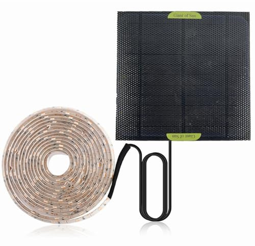 Peosaard Solar Grow Lights, Solar Powered Grow Lights, 16.4ft Plant Light Strip with Panel Full Spectrum, Heat Lamp for Outdoor Indoor, Plant Light Strip