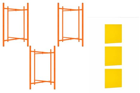 Mortar Spot Board Stand x3 with 3 Mortar Boards Heavy Duty 30in 750mm Steel Adjustable Foldable Bricklayers Plastering Holder with Fixings Bundle