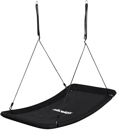 Relaxdays Nestschaukel, eckig, Schaukelnest Kinder & Erwachsene, schwarz | 150kg, Mehrkindschaukel gekrümmt, BT 150x80 cm
