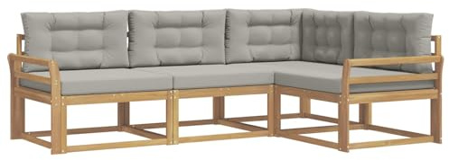 vidaXL Outdoor-Sofagarnitur 3 pcs Weiß und Hellgrau Polyester, Anpassbare Gartenmöbel, modernes Patio-Sofa, gemütliche Sitzgruppe, wetterfest und robust