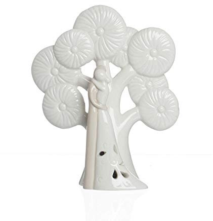 Publilancio srl Coppia Sposi con Albero della Vita Porcellana e Luce LED BOMBONIERA