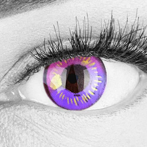MeralenS Farbige Lila Kontaktlinsen Anime Violet Circle Lenses Heroes Of Cosplay Stark Deckend Ohne Stärke mit gratis Linsenbehälter