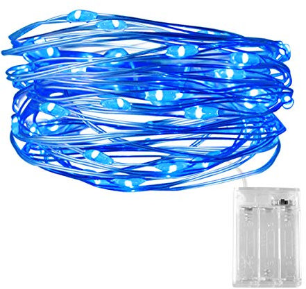 Dalugo Lichterkette Blau, 3m 30 LED Lichterkette Batterie Klein für Weihnachten, Schlafzimmer, Party, Hochzeit
