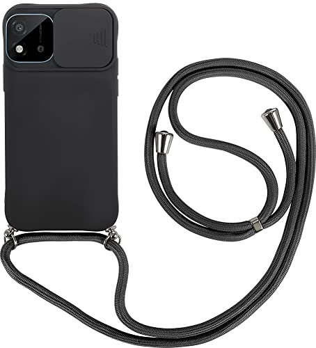 Wishcover Case mit Kameraschutz für Realme C11 2021 Hülle,Slide Camera Umhängen Schutzhülle,Silikon Handyhülle zum Umhängen Kette,Smartphone Necklace.