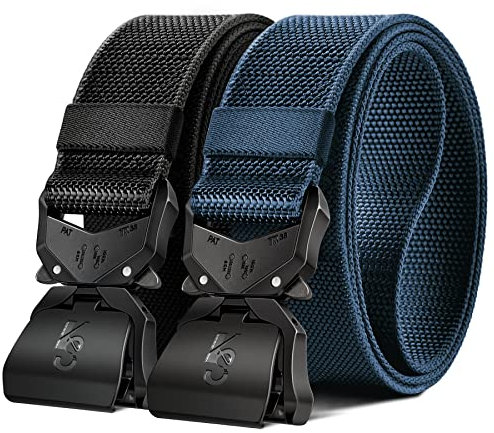 KEMISANT Taktischer Gürtel Herren 2er, Gürtel Militär Wandern Arbeitsgürtel 38mm,Schnellverschluss Metallschnalle(Schwarz/Purpurblau-125cm/38-42 taille verstellbar)