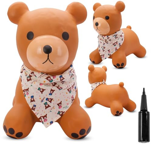 sun baby Hüpftiere ab 1 Jahr mit Pumpe aufblasbares Hüpfspielzeug aus Hochwertigem und Strapazierfähigem Gummi, Verschiedene Designs (Brauner Bär)