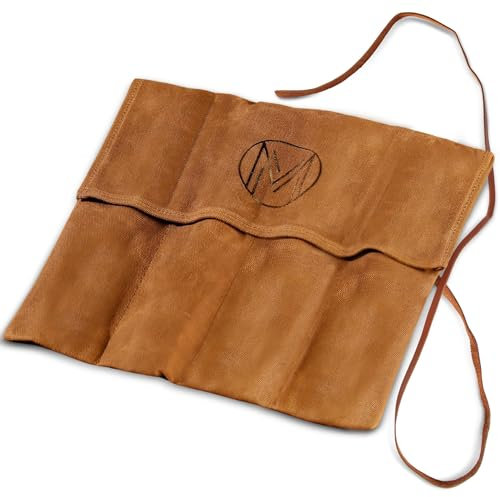 Mt Diablo Chisel Roll - 4 Slot Waxed Canvas Tool Organizer with Leather Tie | Socket Roll & Bike Tool Organizer for Craftsmen, Woodworkers, Mechanics, Carpenters, Tradespeople, Hobbyists