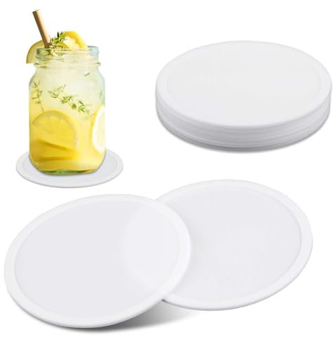 Lusofie Coasters Set of 6, Silicone Coasters Round Cup Coaster, Heat Resistant Non Slip White Coaster for Drinks Table Desk Office Kitchen Bar Furniture Protection