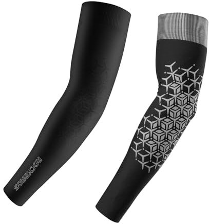 ROCKBROS Manguitos de Brazo Protección Solar UV para Hombre Mujer, Manga de Enfriamiento UPF50, Transpirable Elástico Manguitos para Ciclismo Deportes al Aire Libre, M-XL