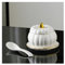 MELY Ceramic Tureen Soup,Individual Soup Tureeen with Plate Set,350ml Ceramic Soup Serving Bowl with Gold Rim