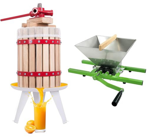 Crystals 6L Fruit Press with 7L Fruit Crusher | Apple Press Cider Making Kit | Manual Juice Press and Apple Press Crusher for Apple Cider, Grapes, Berries | Fruit Juicer | Cider Press | Citrus Juicer