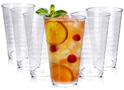 6PCS Klare Plastik Trinkgläser Bunt, 10.5 OZ Mehrweg Premium Acryl Trinkgläser Set, 300ml Unzerbrechlich Kristallgläser für Kinder und Erwachsene, Stapelbar Saftgläser für Home (300ml/10.5 OZ)