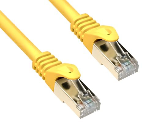 DINIC Cat.7 Premium Patchkabel 10 Gb LAN Kabel, Netzwerk-Kabel S/FTP Kupfer, LSZH Ethernet (Gelb, 5,00m)