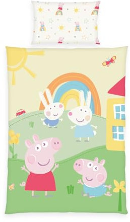Herding Bettwäsche Peppa Pig, Kopfkissenbezug ca. 40 x 60 cm, Bettbezug ca. 100 x 135 cm, Mit Reißverschluss und Hoteleinschlag, 100% Baumwolle/Renforcé