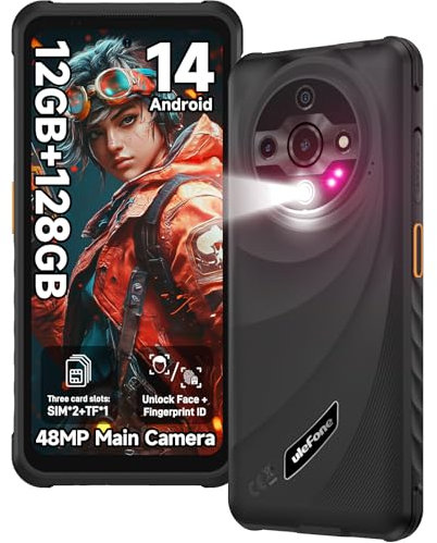 Ulefone Armor X31 Rugged Smartphone 2025, Android 14, 12GB+128GB/2TB Octa Core Rugged Phone, 48MP AI Camera+20MP Night Vision, 6050mAh, 6.56 90Hz, 120LM Fashlight, 3-Card Slot 4G Phones Unlocked/NFC