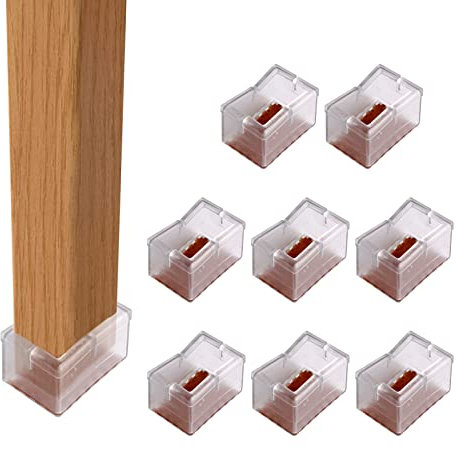 Andux 8 pièces/lot de patins rectangulaires en silicone pour pieds de chaise et de table - Protection de sol en bois - GJZJD-01 (15#) - Transparent