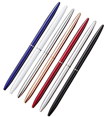 Hillento 7 Stück Kugelschreiber, slim Kugelschreiber Kugelschreiber, Büro/Hotelbedarf, schwarze Tinte, Privat- oder Firmengeschenk (blau, schwarz, roségold, silber, weiß, rot und stahl)