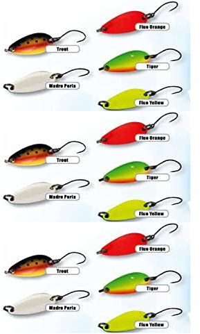 kit 15ondulanti pesca trota lago fiume mini spoon micro artificiali cucchiaini trout area