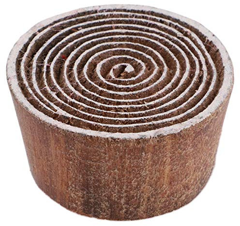 GURU SHOP Indischer Textilstempel, Holz Stoffdruckstempel, Blaudruck Stempel, Druck Modell - Ø 5 cm Spirale 7, Braun, Indische Holzstempel