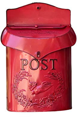 TentHome Wand Briefkasten Wandbriefkasten Postkasten Mailbox Metall Landhaus Post Zeitung Vogel Motiv Briefkastenanlage Farbiger Letterbox Abschließbar mit klappe (Rot)