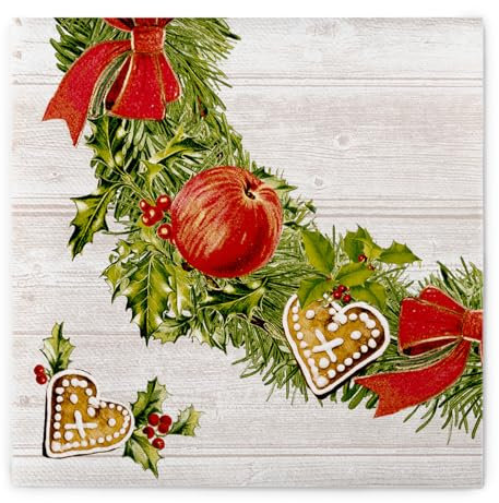 Mank GmbH Airlaid-Servietten 40x40 cm Premium Einweg-Serviette stoffähnlich und saugstark perfekt für Weihnachtsfeiern & Adventsfeiern Weihnachtsservietten 50 Stück Advent