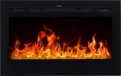 AFLAMO MAJESTIC Caminetto elettrico, camino elettrico da parete (750 W o 1500 W), con simulazione a LED, profondità solo 14 cm. (91x54x14)