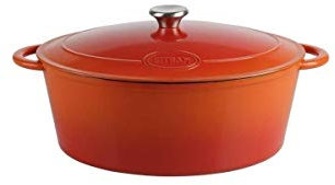 Sitram Schmortopf aus emailliertem Stahlguss, Stahl, Orange und Weiß, 9 l